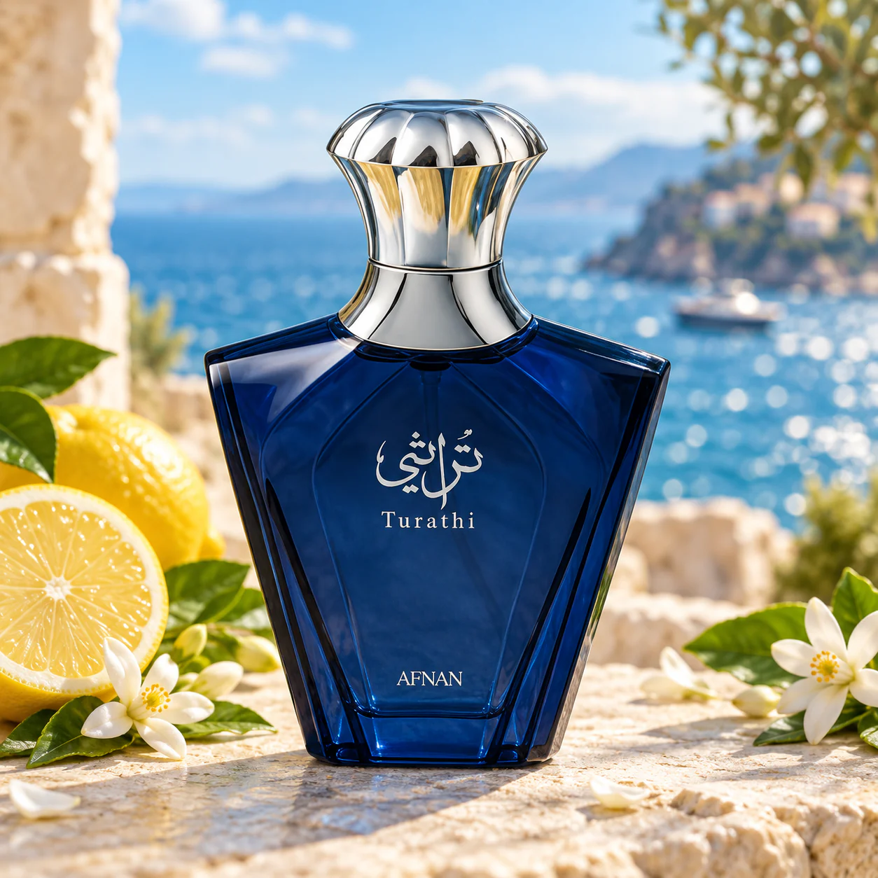 Afnan Perfumes Turathi Blue – stilisierte DUFYND-Inszenierung